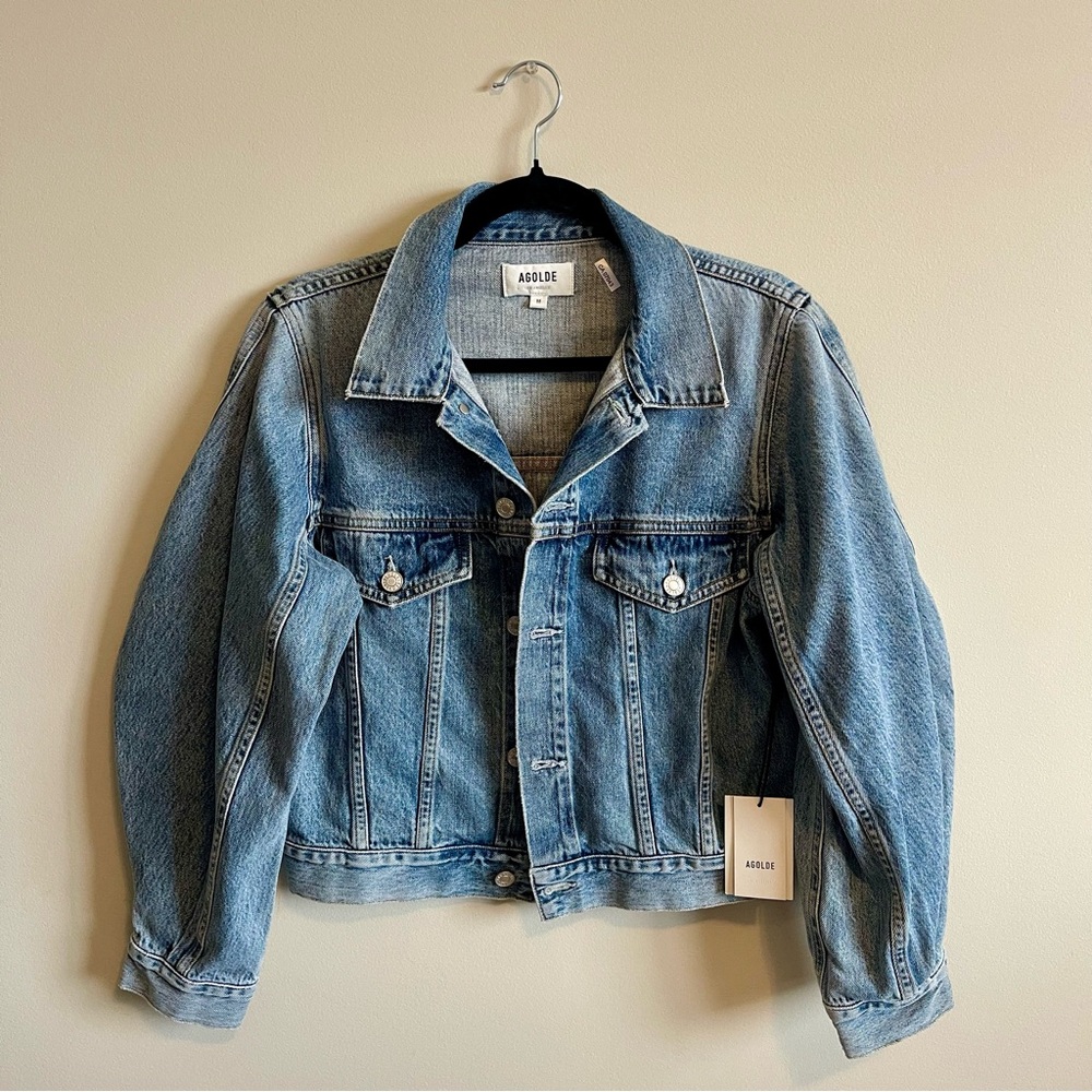 NWT! AGOLDE Alik Balloon Sleeve Denim Jacket — Hypnosis Wash — Size Medium